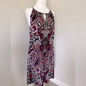 INC Paisley Beaded Midi Dress Petite Large